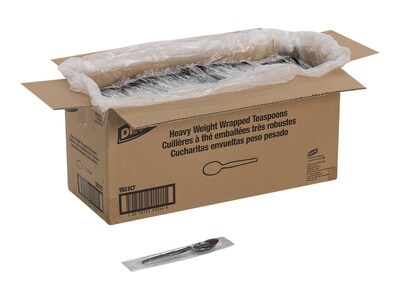 Dixie Individually Wrapped Polystyrene Tea Spoon, Heavy-Weight, Black, 1000/Carton (TH53C7)