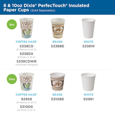 Dixie PerfecTouch Insulated Paper Hot Cups, 8 oz., Coffee Haze, 500/Carton (5338DX)