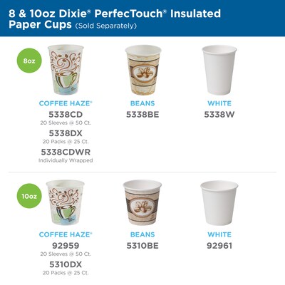 Dixie PerfecTouch Insulated Paper Hot Cups, 8 oz., Coffee Haze, 500/Carton (5338DX)