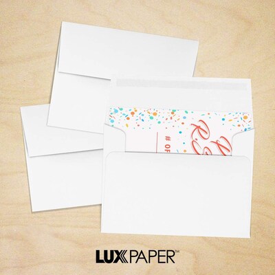LUX Moistenable Glue A2 Invitation Envelope, 5 3/4" x 4 3/8", Bright White, 1000/Box (72924-1000)
