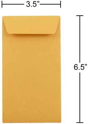 JAM Paper #7 Kraft Coin Envelope, 3 1/2" x 6 1/2", Brown Kraft, 1000/Carton (95125B)