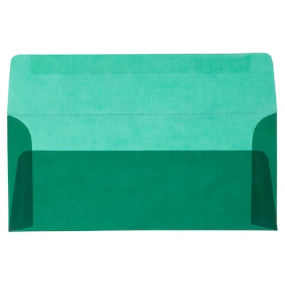 JAM PAPER #10 Business Translucent Vellum Envelopes, 4 1/8 x 9 1/2, Racing Green, 50/Pack (526SE9449