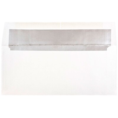 JAM PAPER 3 7/8 x 8 1/8 Foil Lined Invitation Envelopes, White with Silver Foil, 50/Pack (352231723I)