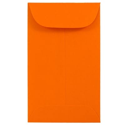 JAM PAPER #3 Coin Business Colored Envelopes, 2 1/2 x 4 1/4, Orange Recycled, 100/Pack (900967818A