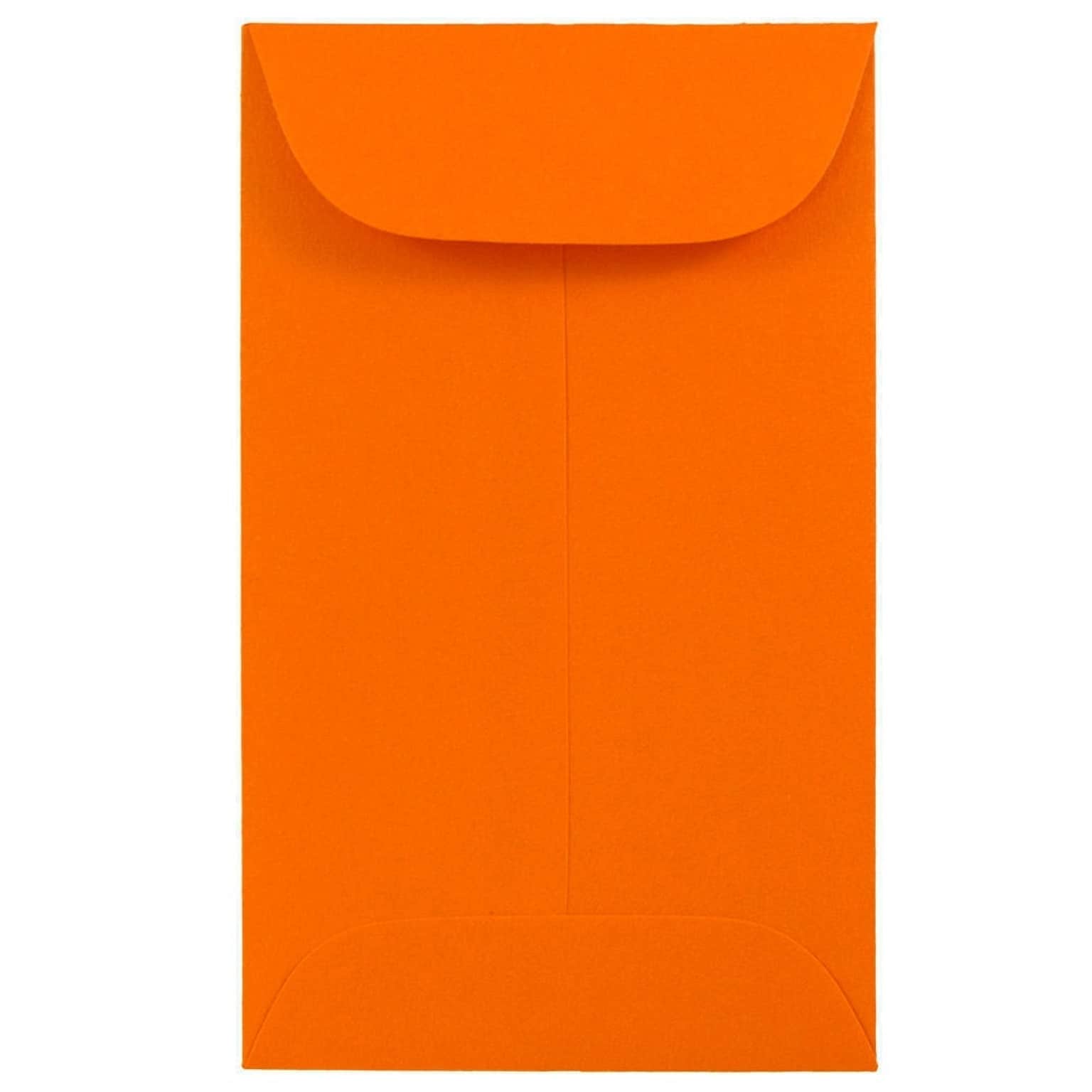 JAM PAPER #3 Coin Business Colored Envelopes, 2 1/2 x 4 1/4, Orange Recycled, 100/Pack (900967818A)