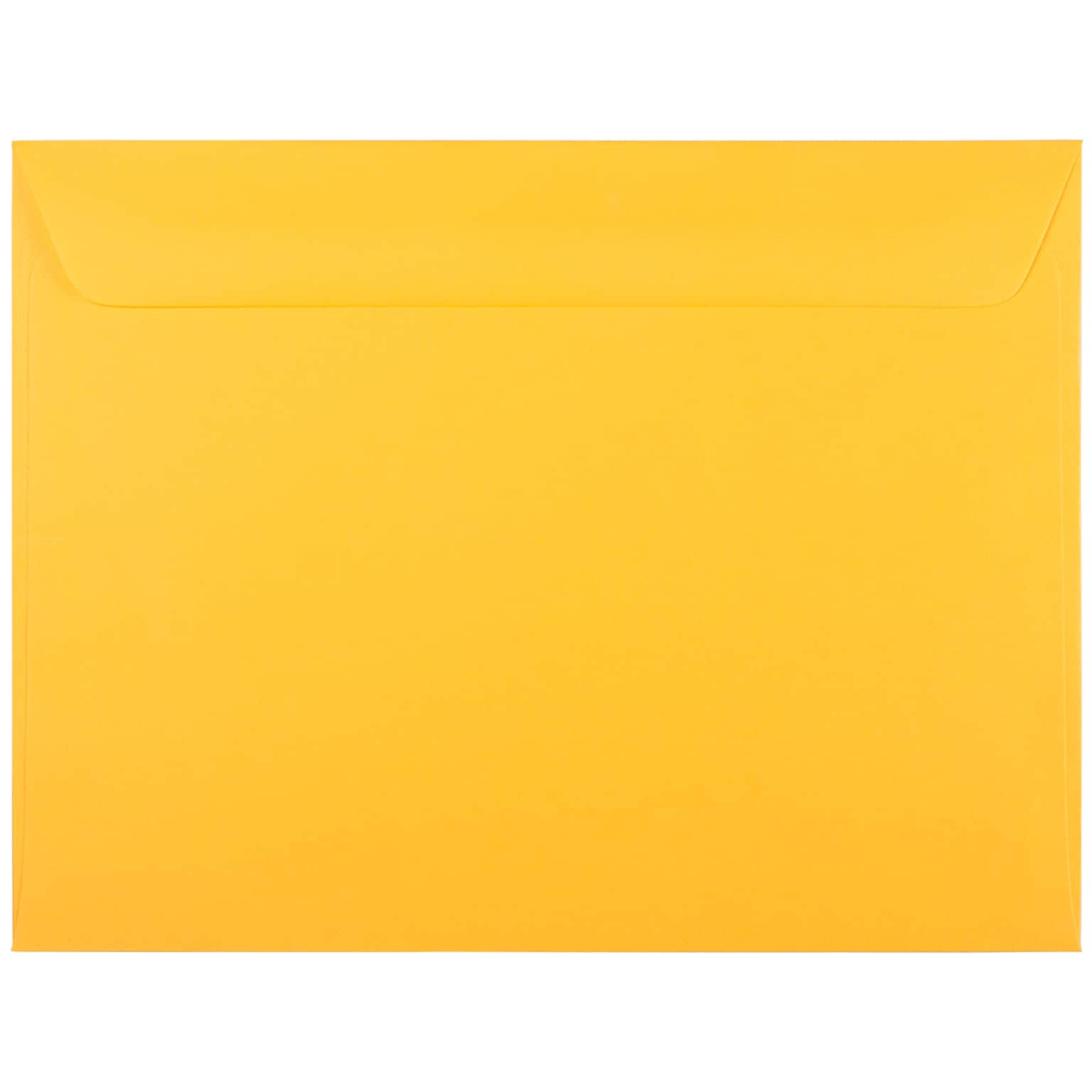 JAM PAPER 9 x 12 Booklet Premium Envelopes, Sunflower Yellow, 100/Pack (194505C)