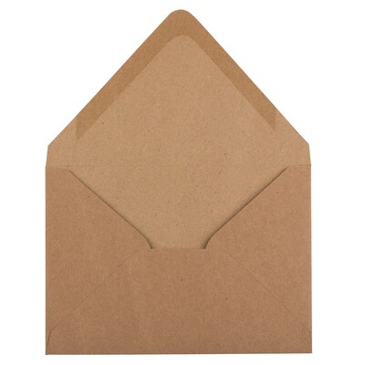 JAM PAPER A6 V-Flap Invitation Envelopes, 4 3/4 x 6 1/2, Brown Kraft Recycled, 50/pack (1534200I)