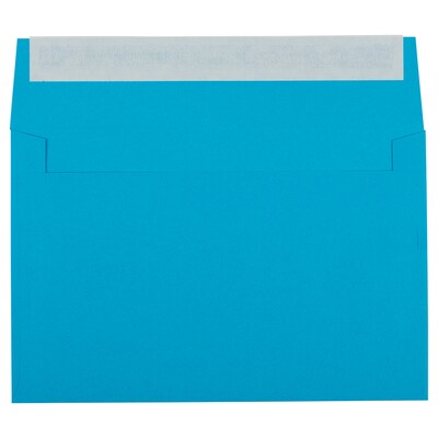 JAM PAPER A9 Colored Invitation Envelopes with Peel & Seal Closure, 5 3/4 x 8 3/4, Blue Recycled, Bu