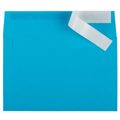 JAM PAPER A9 Colored Invitation Envelopes with Peel & Seal Closure, 5 3/4 x 8 3/4, Blue Recycled, Bu