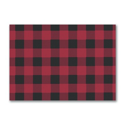 Custom 7 x 5 Merry Wishes Plaid Holiday Photo Card, White Smooth 115#, 25/Pack
