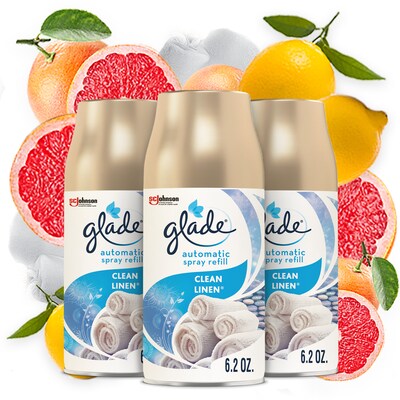 Glade Automatic Aerosol Air System Refill, Clean Linen, 6.2 Oz., 3/Pack (313810)