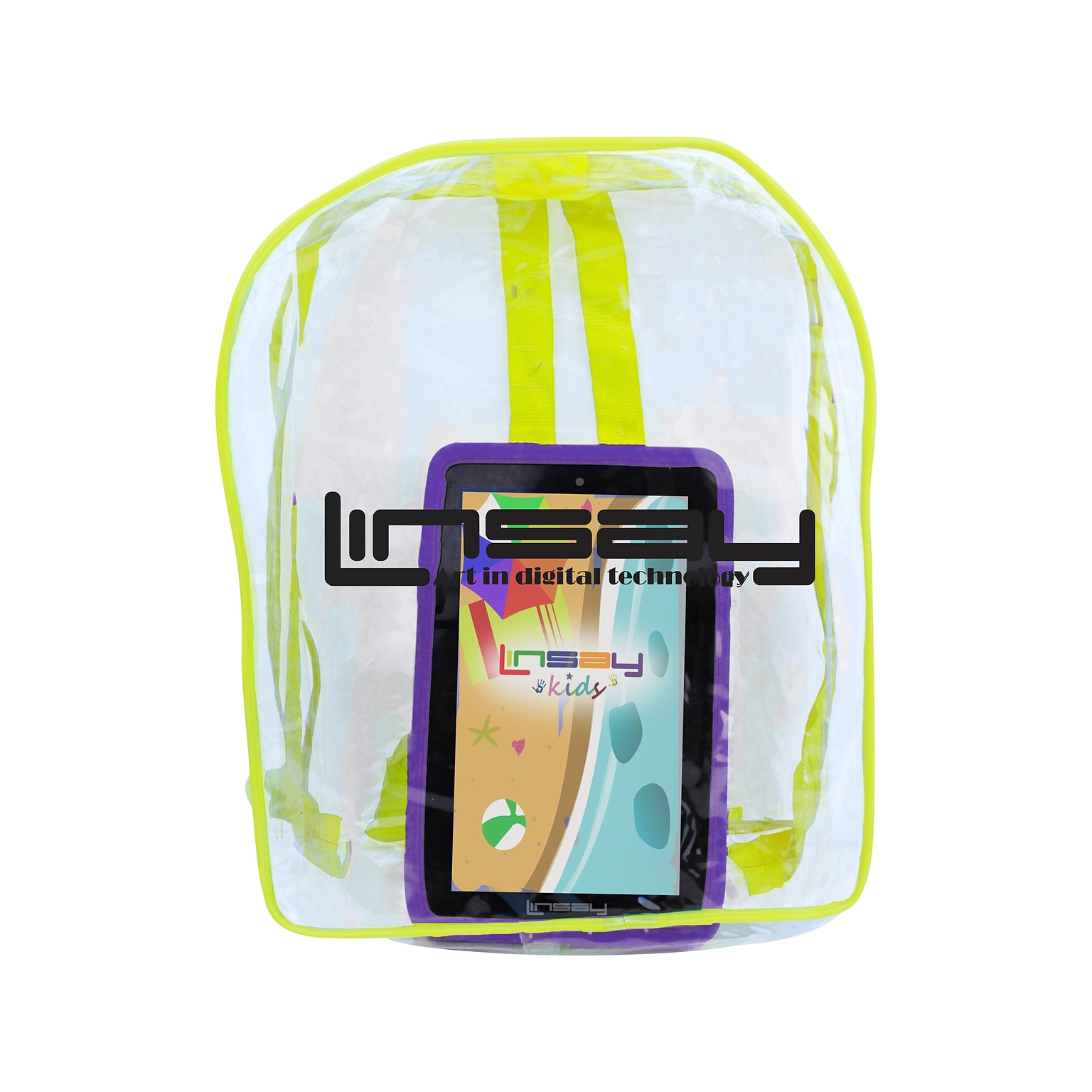 Linsay 7 Tablet with Purple Kids Defender Case & Backpack, WiFi, 2GB RAM, 64GB Storage, Android 13, Purple (F7XHDKIDSBAGP)