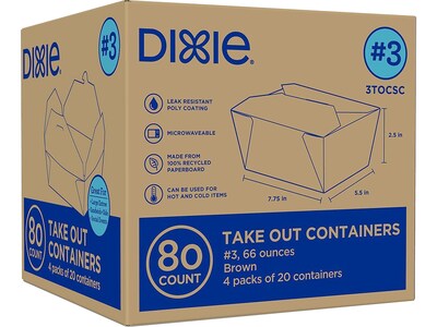 Dixie Paperboard Food Box, 2.5 x 8.5 x 6.25, Brown, 20/Pack, 4 Packs/Carton (3TOCSC)