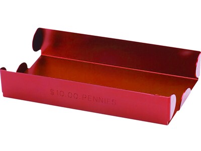 Control Papers $10 Pennies Tray, 1-Compartment, Red, 50/Carton (560065 FC)