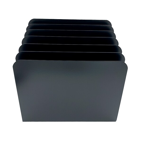 Huron Vertical 6-Compartment Steel Desk Organizer, Black (HASZ0174