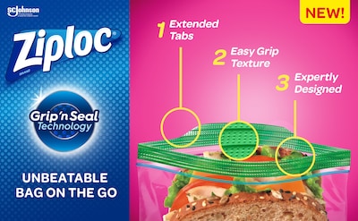 Ziploc Easy Open Tabs Sandwich Bags 125 Count (Pack of 4), Size: Small