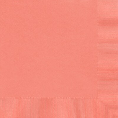 Custom 4-3/4 Square Coral Beverage Napkin, 3-Ply Tissue, 100/Pack