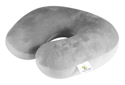 Go Green Power Travergo Polyester Travel Pillow, Gray (TR1020GY)