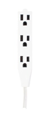 GoGreen Power 8 Extension Cord, 3-Outlet, 16 AWG, White (GG-19608)