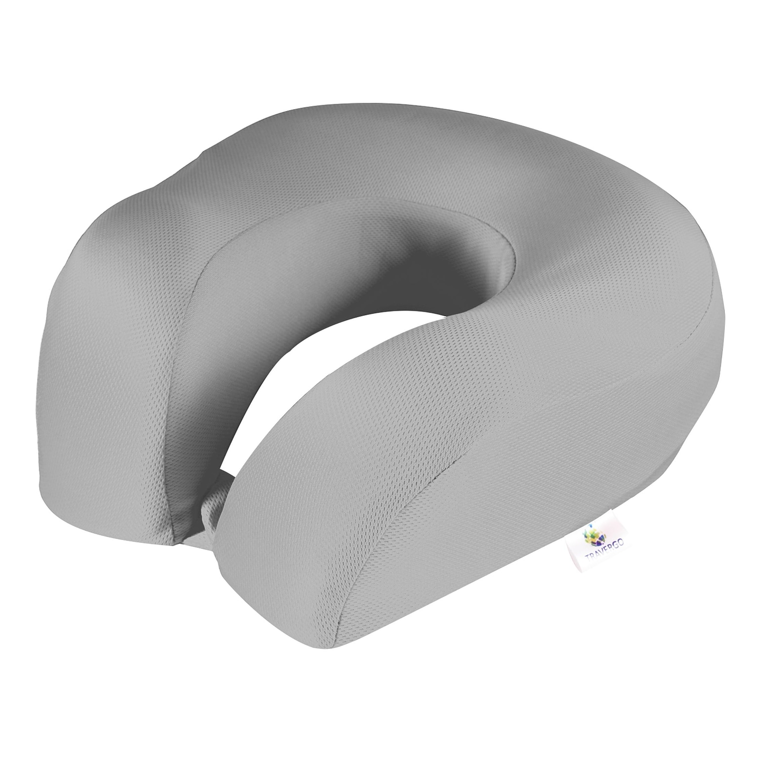 GoGreen Power Travergo Memory Foam Perforated Spandex Neck Pillow, Gray (TR1040GY)