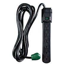 GoGreen Power 6 Outlet Surge Protector, 12 cord, Black - GG-16103M-12BK