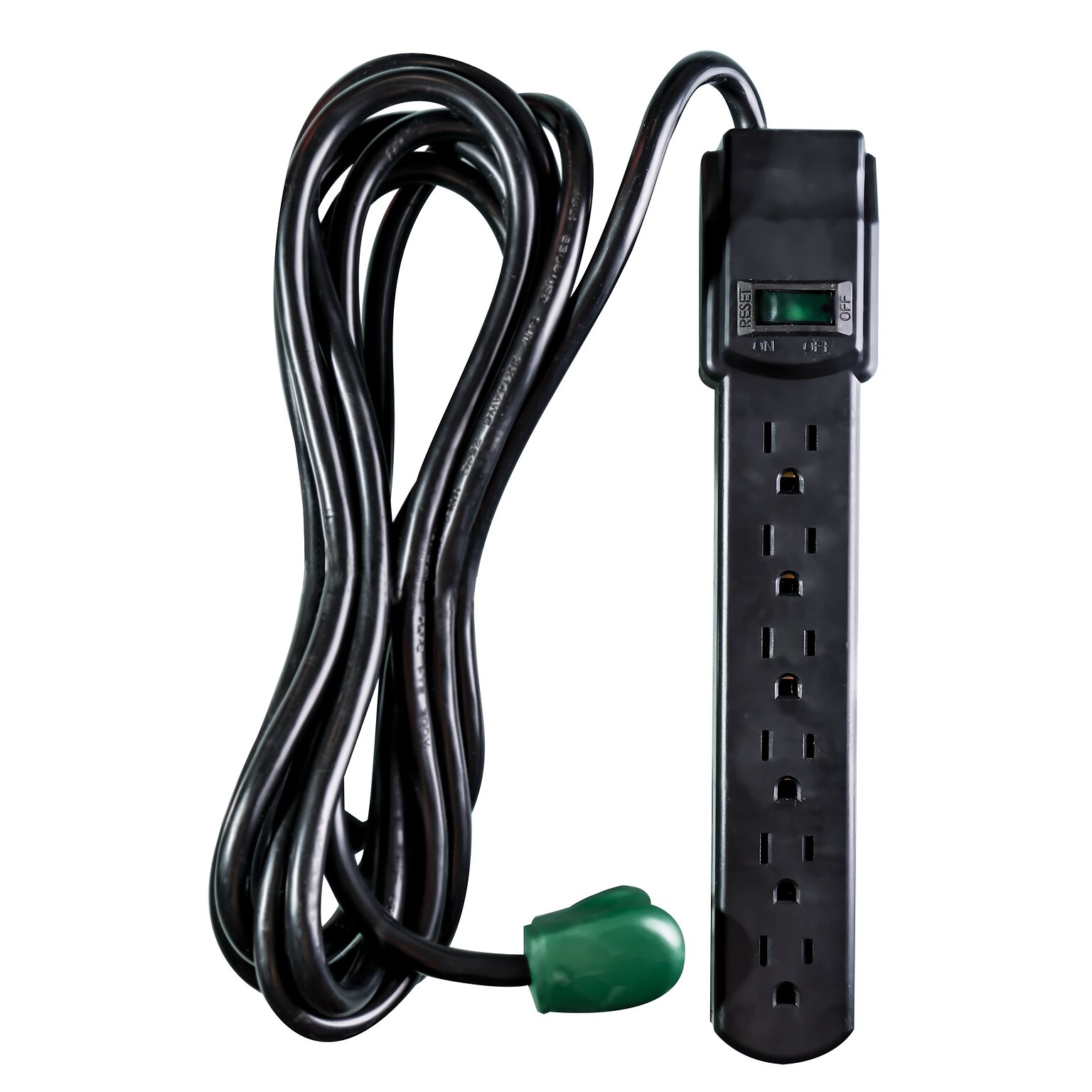 GoGreen Power 6 Outlet Surge Protector, 12 cord, Black - GG-16103M-12BK