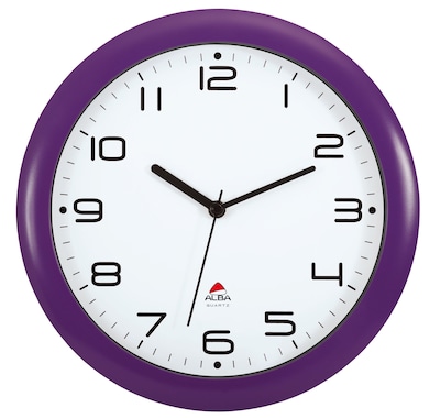 ALBA 12” Silent Wall Clock with Quartz Mechanism, Purple (HORNEWP)