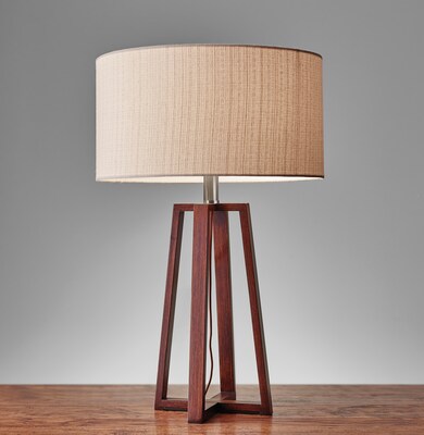 Adesso® Quinn Incandescent Table Lamp, 23.75"H, Walnut Birch Wood (1503-15)