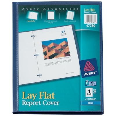 Avery Lay Flat 3-Prong Report Cover, Blue (47780)