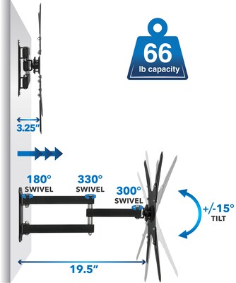 Mount-It! Full-Motion TV Wall Mount for 23" to 55" Flat Screens (MI-2065L)