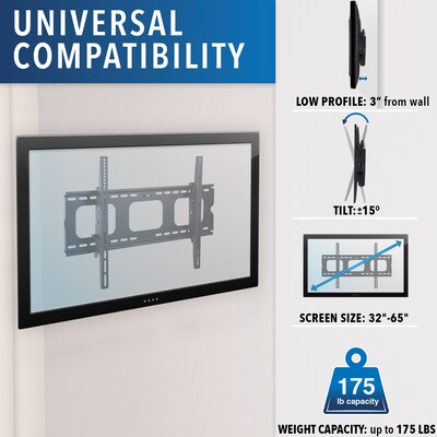 Mount-It! Tilt Wall TV Mount for 32" - 65" Screens, 175 lbs. Max. (MI-303B)