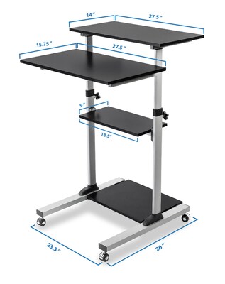 Mount-It! 28"W Adjustable Steel Standing Desk, Black (MI-7940B)