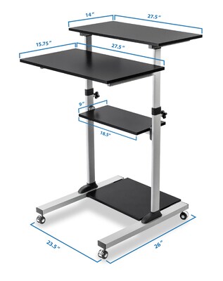 Mount-It! 28"W Adjustable Steel Standing Desk, Black (MI-7940)