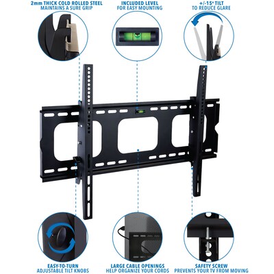 Mount-It! Tilt Wall TV Mount for 32" - 65" Screens, 175 lbs. Max. (MI-303B)