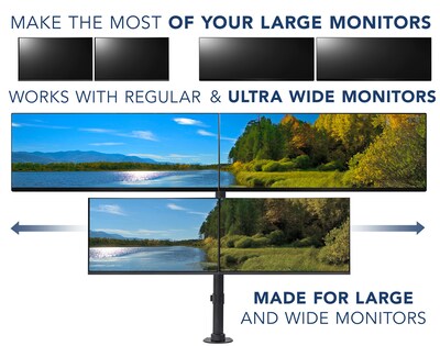 Mount-lt! Adjustable Monitor Mount, Up to 38", Black (MI-3853)