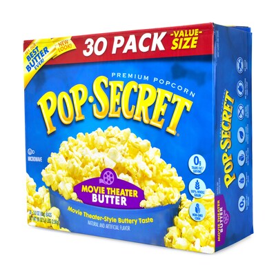 Pop Secret Popcorn, Movie Theater Butter, 3 oz., 30/Box (220-00633)