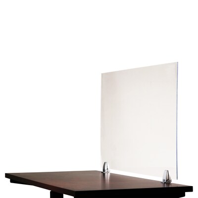 OfficeSource 72"W x 24"H Acrylic Non-Tackable Screens with Surface Clamp Brackets, Clear, 2/Pk (VARCLMB2472C)