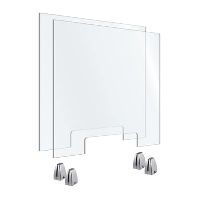 OfficeSource 30W x 24H Acrylic Non-Tackable Screens w/ Desk Mount Brackets and Transaction Cutout, Clear, 2/Pk (VARDTM2430CCO)