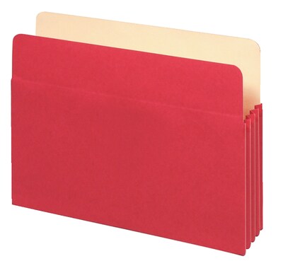 Pendaflex 10% Recycled Reinforced File Pocket, 3 1/2 Expansion, Letter Size, Red (1524ERED)