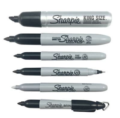 Sharpie Super Permanent Markers, Fine Point, Black, 6 Count