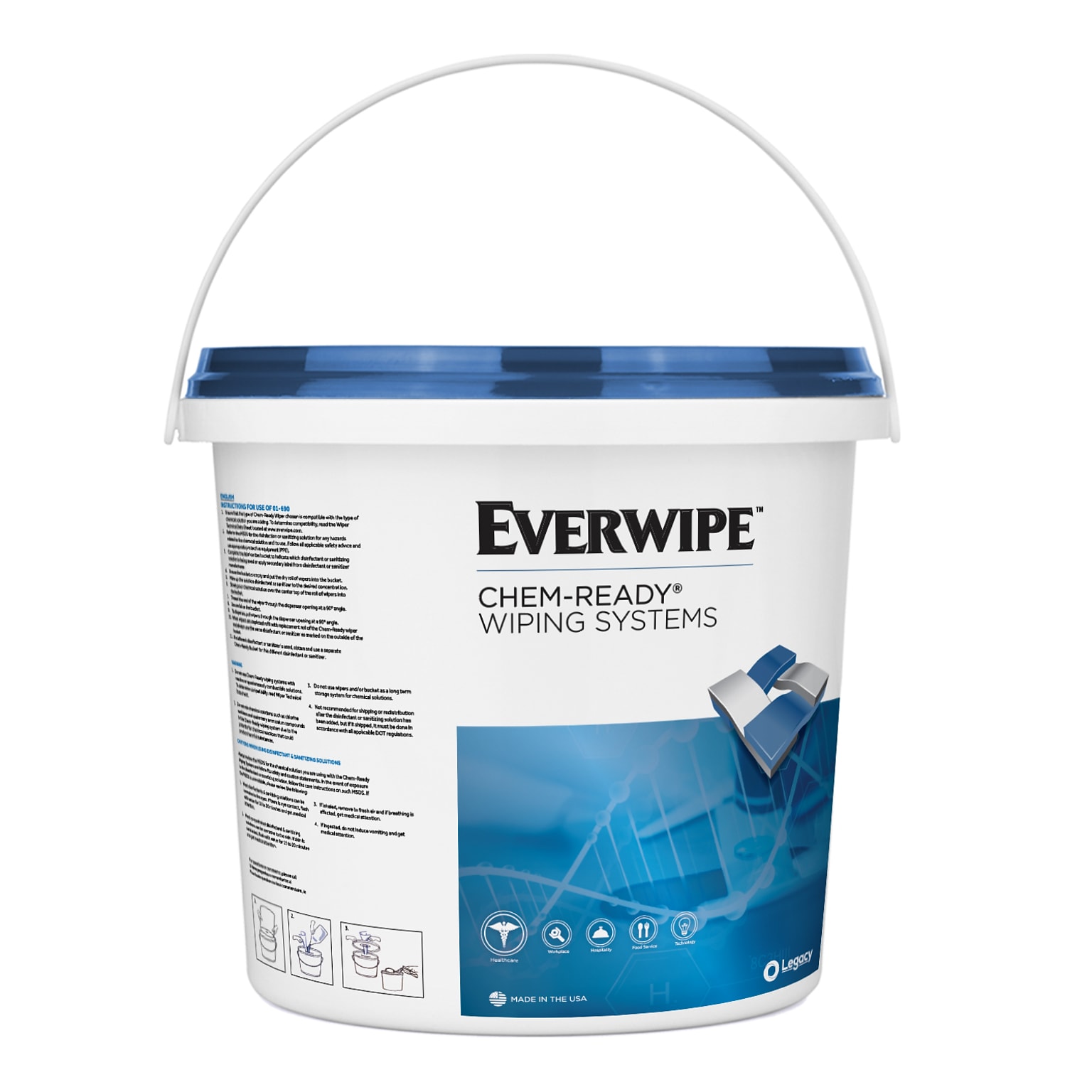 Everwipe Chem-Ready Buckets, White, 5/Carton (CR-BKT-5-PR)
