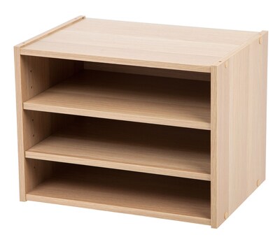 IRIS® Modular Wood Storage Organizer Cube Box w/ Adjustable Shelves, Light Brown