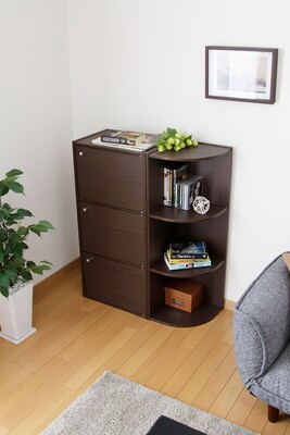 IRIS® 3-Tier Corner Curved Shelf Organizer, Brown