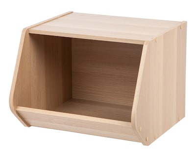 IRIS® Modular Wood Stacking Open Storage Box, Light Brown