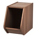 IRIS® Modular Wood Stacking Open Storage Box, Narrow, Dark Brown