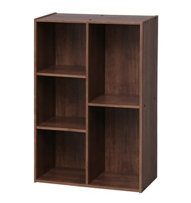 IRIS® 5 Compartment Wood Organizer Bookcase Storage Shelf, Brown