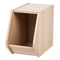 IRIS® Modular Wood Stacking Open Storage Box, Narrow, Light Brown
