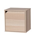IRIS® Baku Modular Wood Cube Box with Door, Light Brown