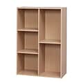 IRIS® 5 Compartment Wood Organizer Bookcase Storage Shelf, Light Brown