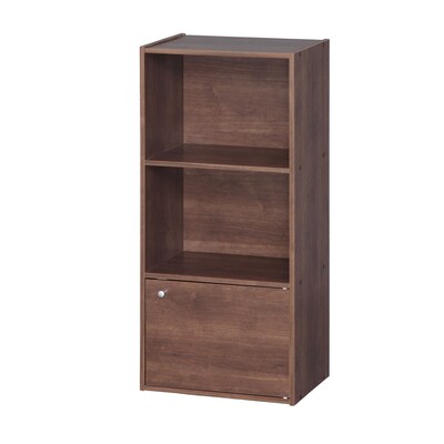 IRIS® 3-Tier Wood Storage Shelf w/ Door, Brown